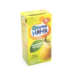 Сок Фрутоняня яблоко груша прямого отжима неосветленный без сахара с 5 мес 200 мл