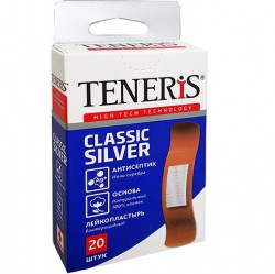 Лейкопластырь бактерицидный Teneris Классик Силвер на тканевой основе с серебром р. 1.9смх7.6см 20 шт.