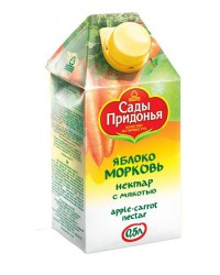 Сок 500 г Сады Придонья яблоко морковь с мякотью без сахара