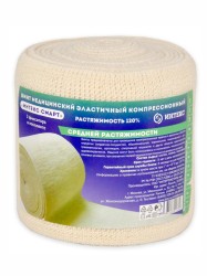 Бинт эластичный компрессионный Интекс-Смарт средней растяжимости (без индикатора давления) с 2 фиксаторами р. 3.0мх8см